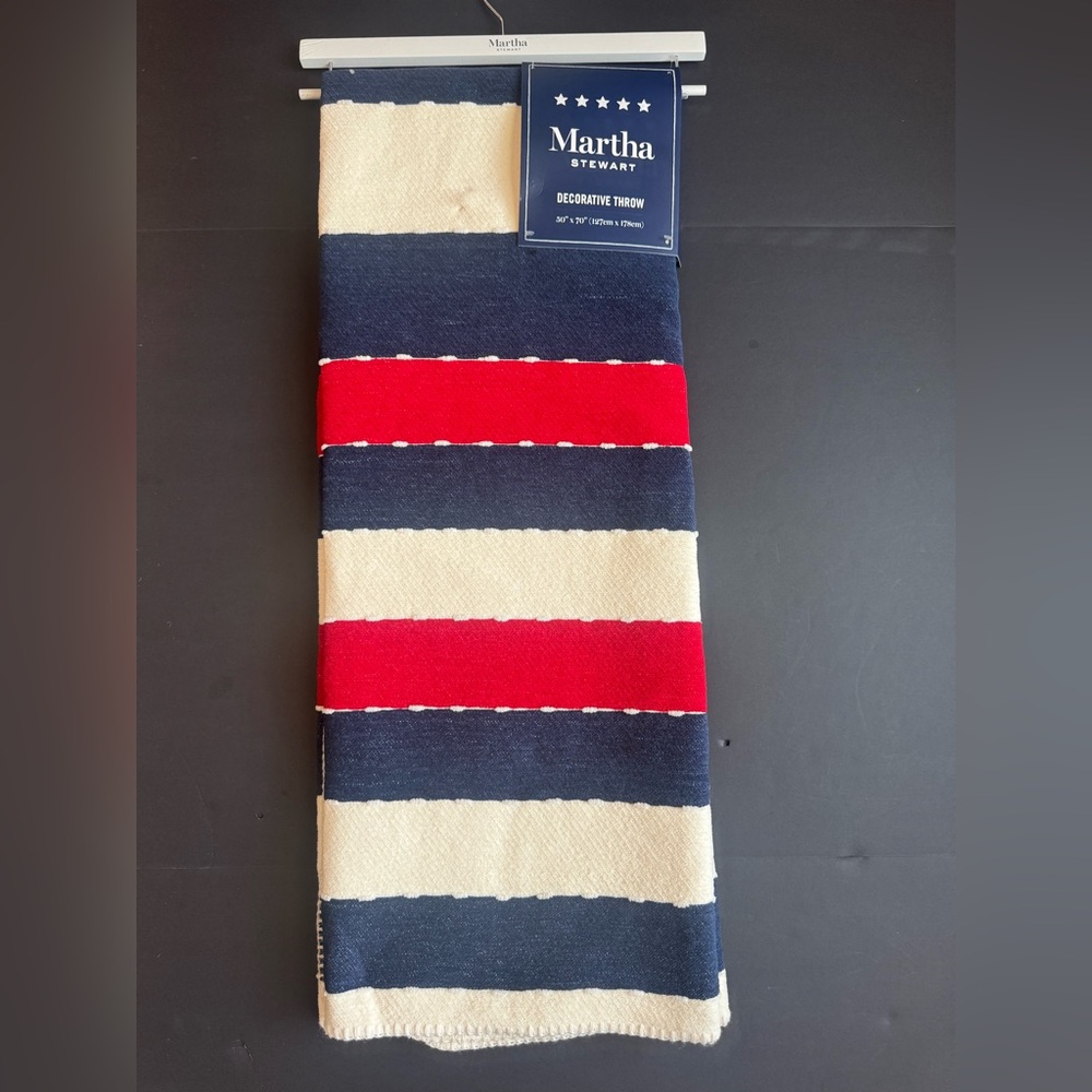 MARTHA STEWART Americana Stripe Decorative Throw - 50"x70"